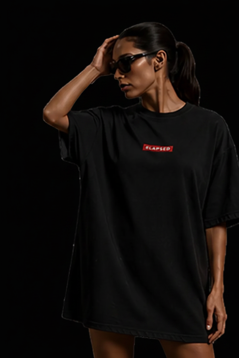 ELAPSED Oversized Tee Dress — Washed Black