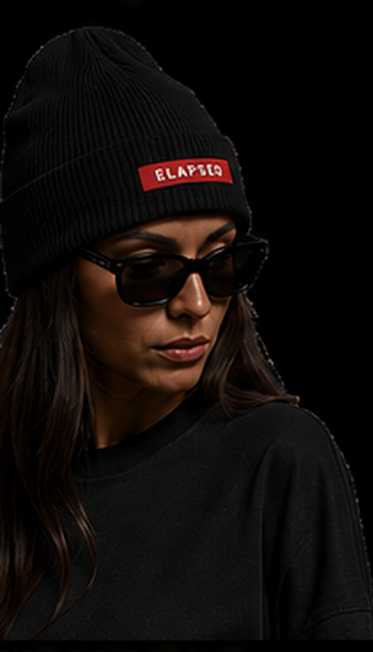 ELAPSED Fitted Beanie — Washed Black